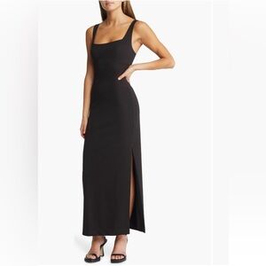 Lace Up Back- Black Sheath Dress